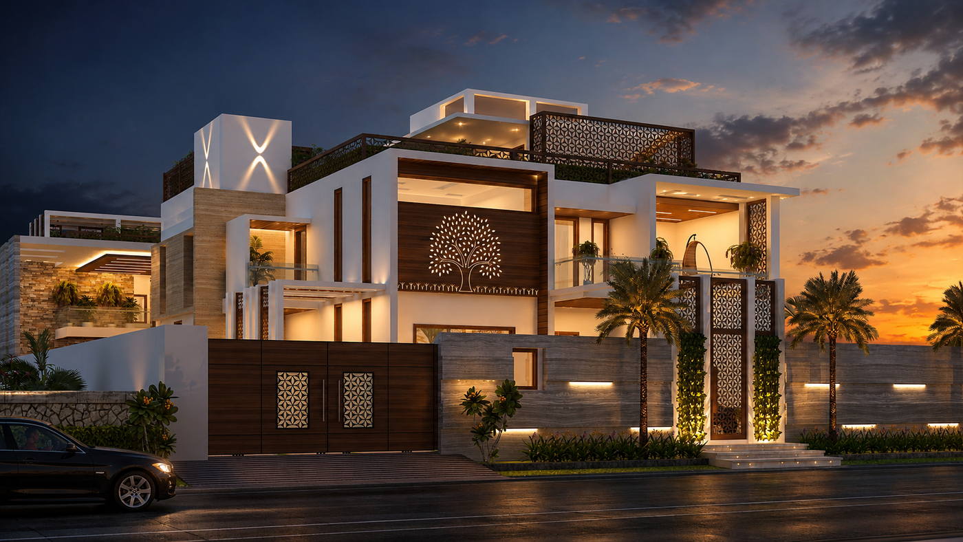 Ariyalur Residence, villa night view