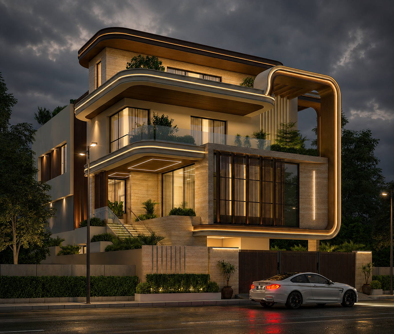 Asraf Villa, night view