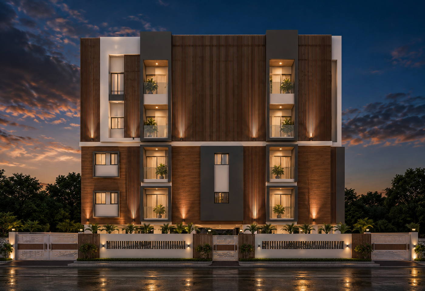 Azeez Apartments, evening view