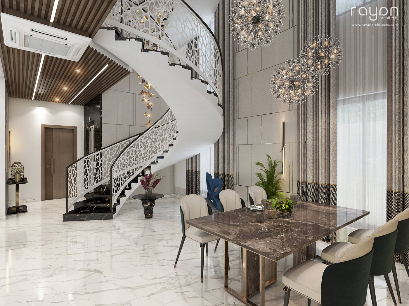 Irshad Residence, ground floor dining staircase