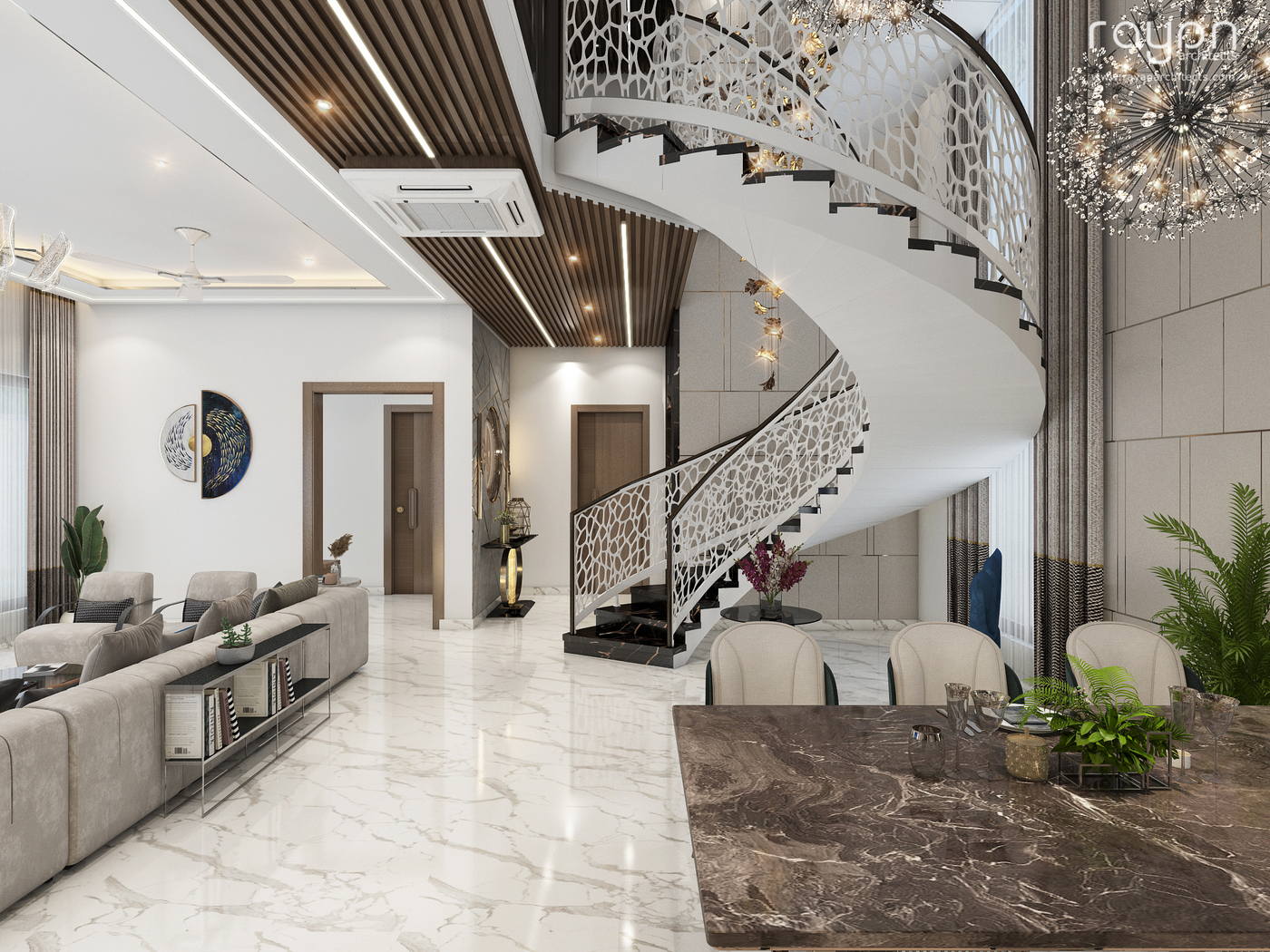 Irshad Residence, ground floor dining staircase