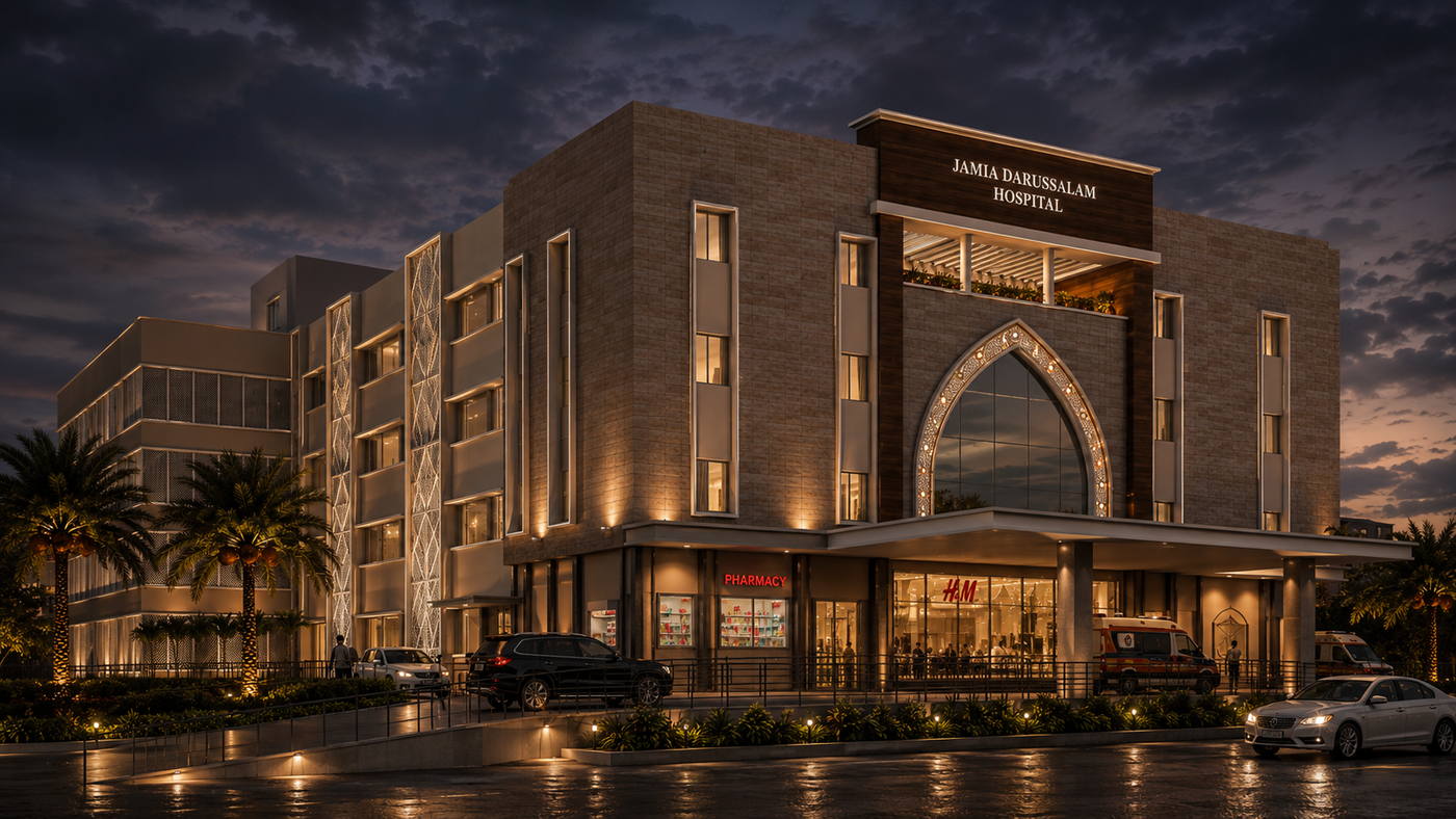 Jamia Darusalam Hospital, night view