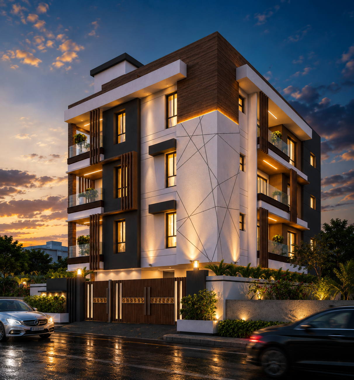 Laffir Apartments, apartment evening view