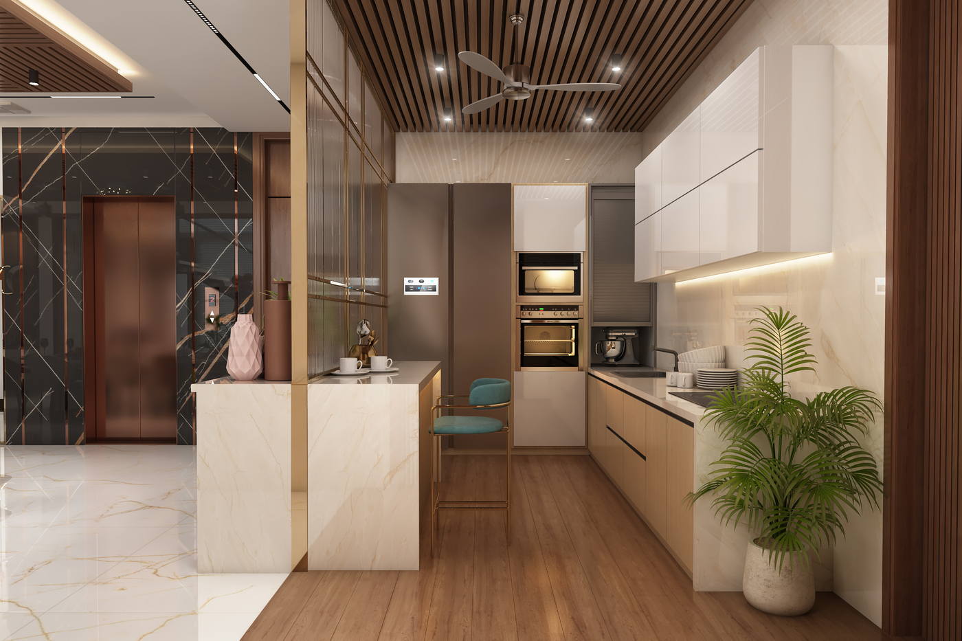 Madhan Residence, dry kitchen
