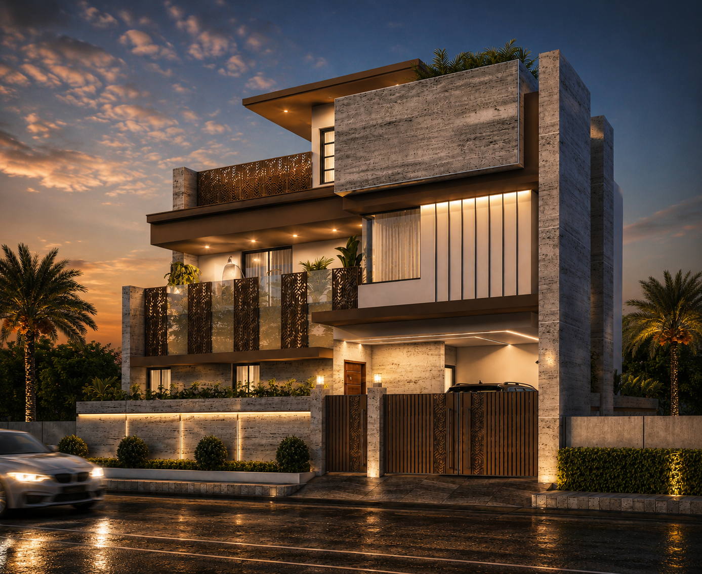 Muthufareed Villa, night view