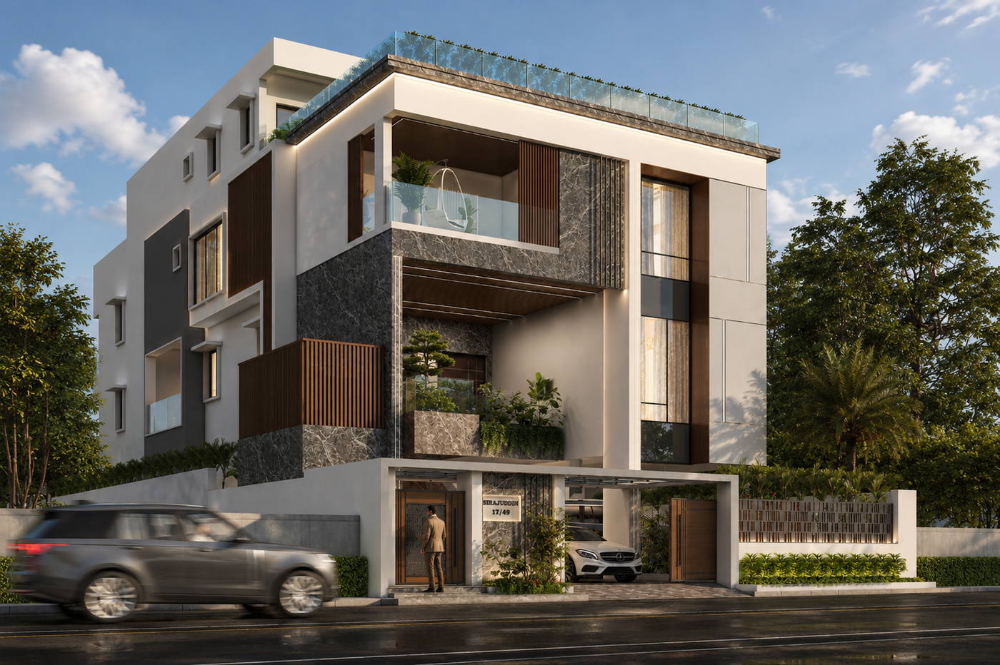 Sirajudeen Villa, rgb color day view