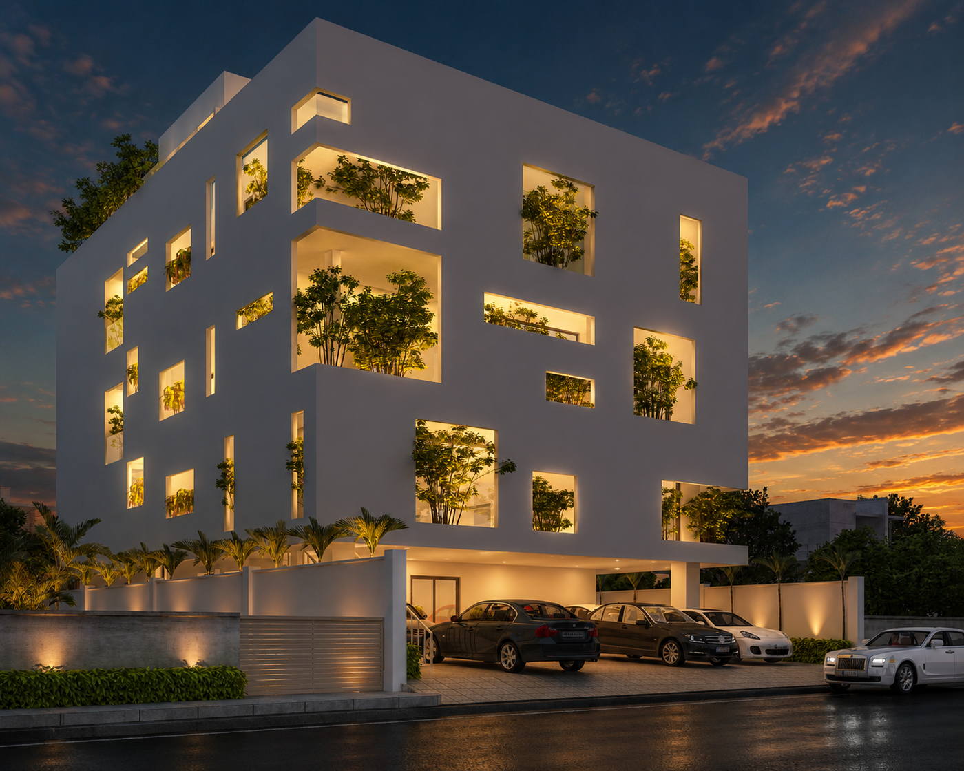 Thiagarajan Residence, director villa night view