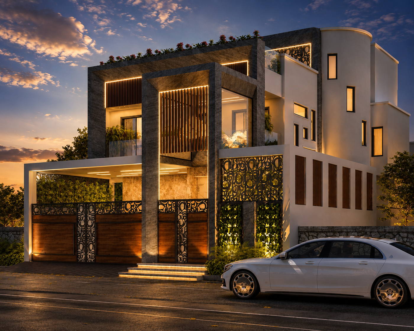 Vedha Villa, illam e evening view